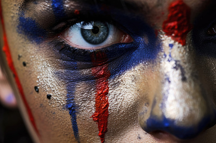 Close - up photo of a woman's face with Halloween makeup. Genera, a Holiday Photo by designvectx