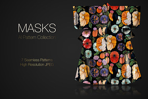 AI Floral Masks Pattern Collection, a Pattern Graphic by IrinaCzaran