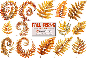 Fall Ferns Clipart Bundle, an Illustration by Pixels.Craft