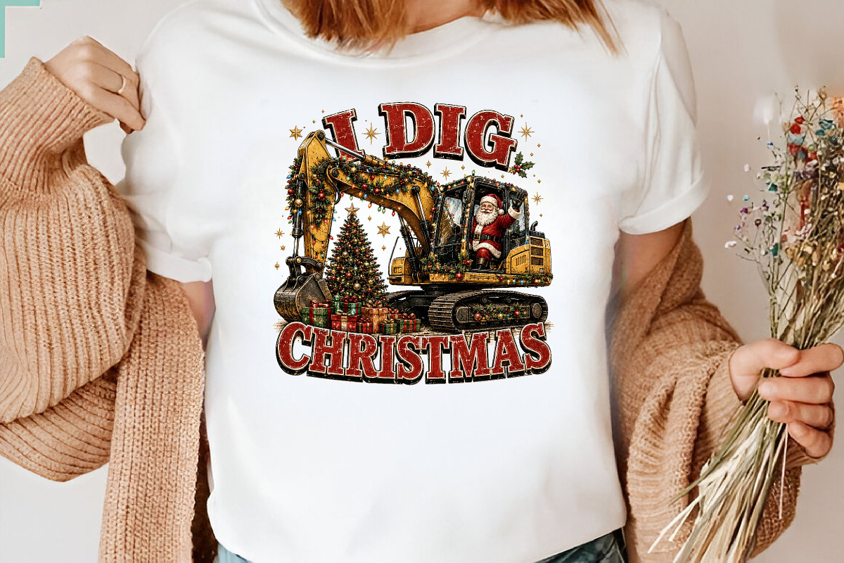 I Dig Christmas Excavator Santa PNG, a Seasonal Illustration by CraftArtStudio (Photo 3 of 4)