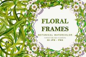 Floral frames, botanical watercolor