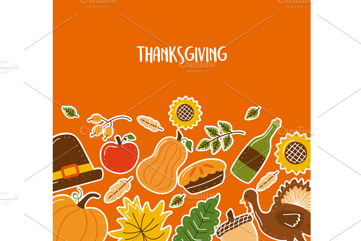 happy thanksgiving postcard, an Illustration by studiogstock