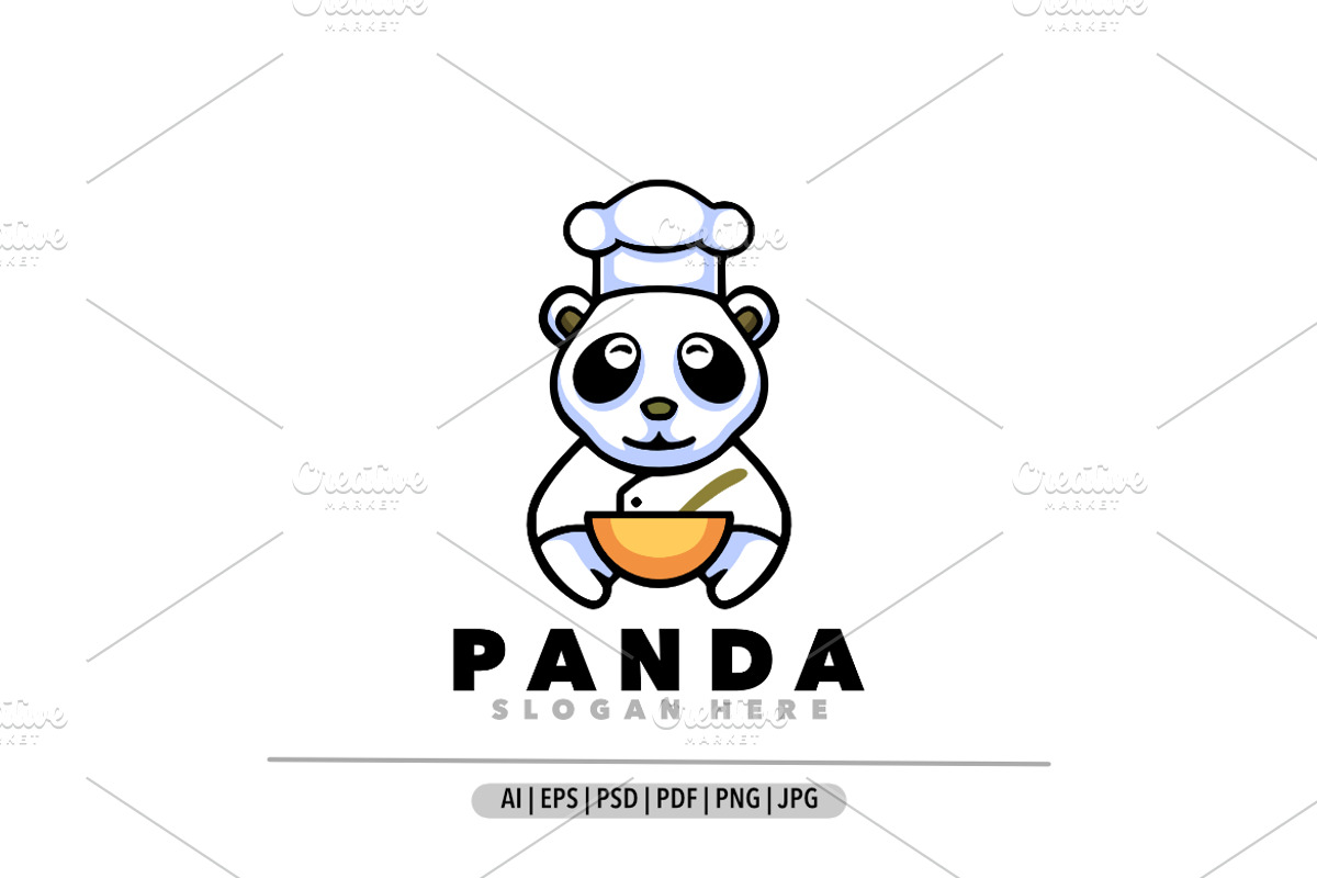 Panda chef mascot cartoon logo, a Branding & Logo Template by Bayuktx