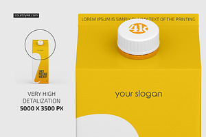 1L Juice Carton Package Mockup Set