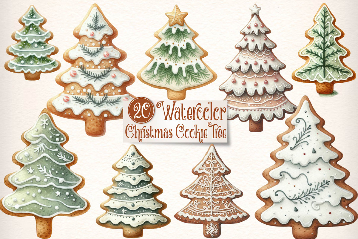 Watercolor christmas cookie tree Cli, an Illustration by CreationArt (Photo 1 of 6)