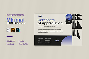 Minimal Grid - Certificate, a Card Template by VUNIRA
