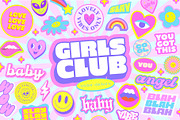GIRLS CLUB - VECTOR Y2K STICKERS SET, an Object Graphic by craftlove (Thumbnail 1 of 13)