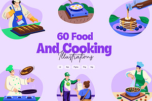 Cooking and Food Illustration Set, a Food Illustration by Creative Stall