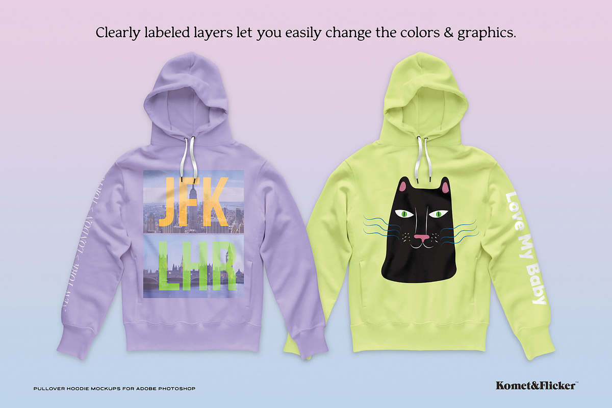 Hoodie Mockups for Photoshop, a Hoody Mockup by Komet & Flicker (Photo 2 of 12)