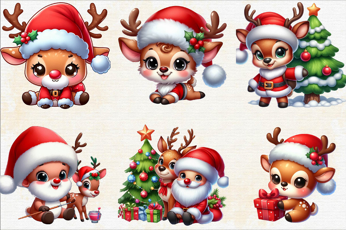 Baby Deer Christmas Sublimation Clip, an Illustration by SVGArt (Photo 2 of 8)