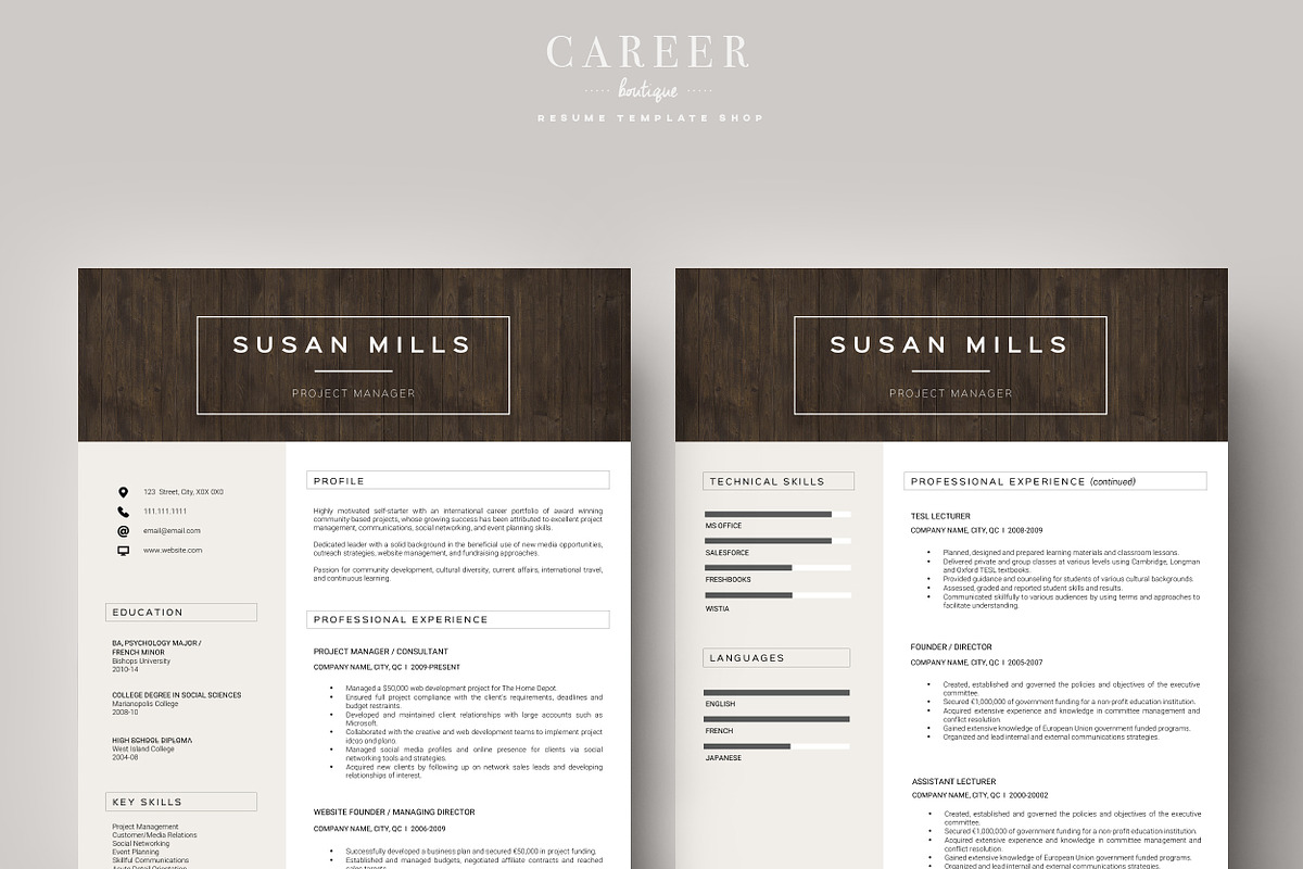 Modern Resume & CoverLetter Template, a Resume Template by careerboutique (Photo 2 of 6)