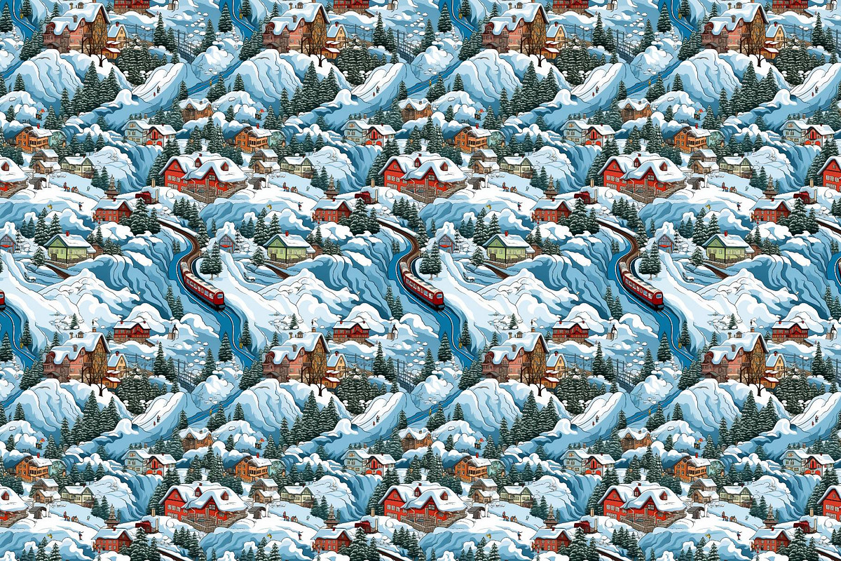 Alpine village pattern, a Pattern Graphic by AlexandraTret (Photo 2 of 3)