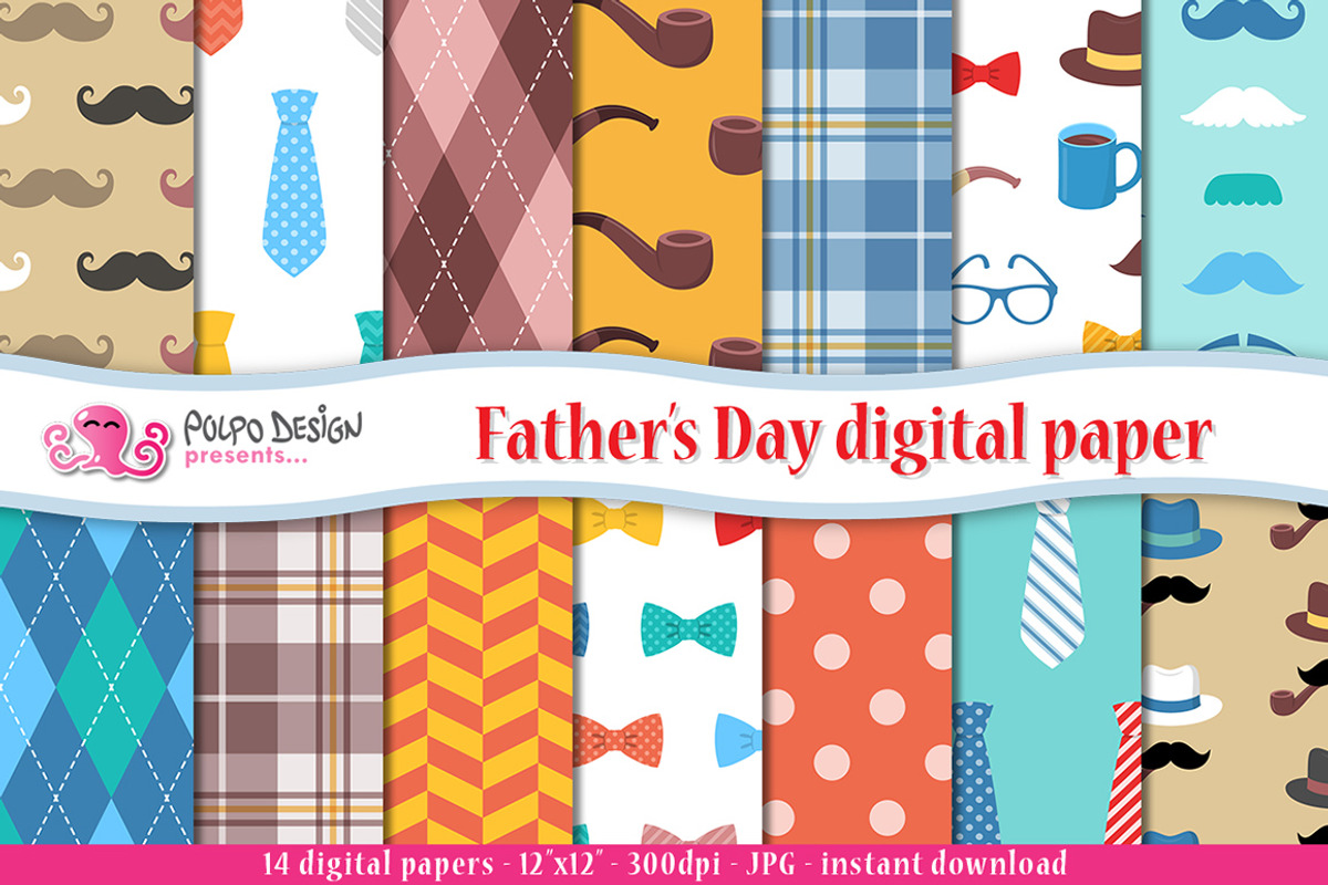 Father's Day digital paper, a Pattern Graphic by PolpoDesign (Photo 1 of 2)