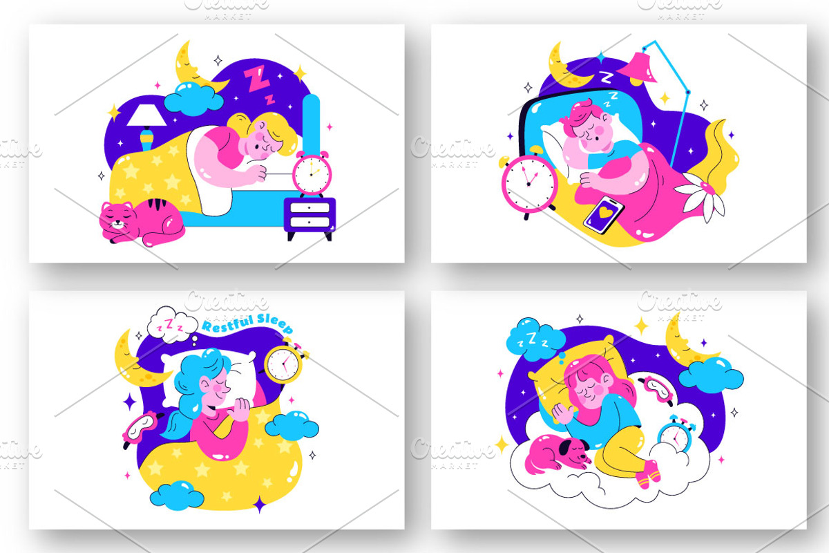 10 Restful Sleep Vector Illustration, a Person Illustration by denayunebgt (Photo 2 of 4)