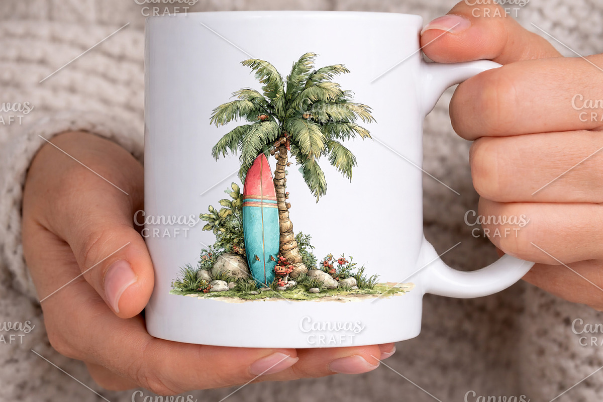Whimsical Summer Beach Palm Tree PNG, an Illustration by Canvas Craft (Photo 5 of 7)