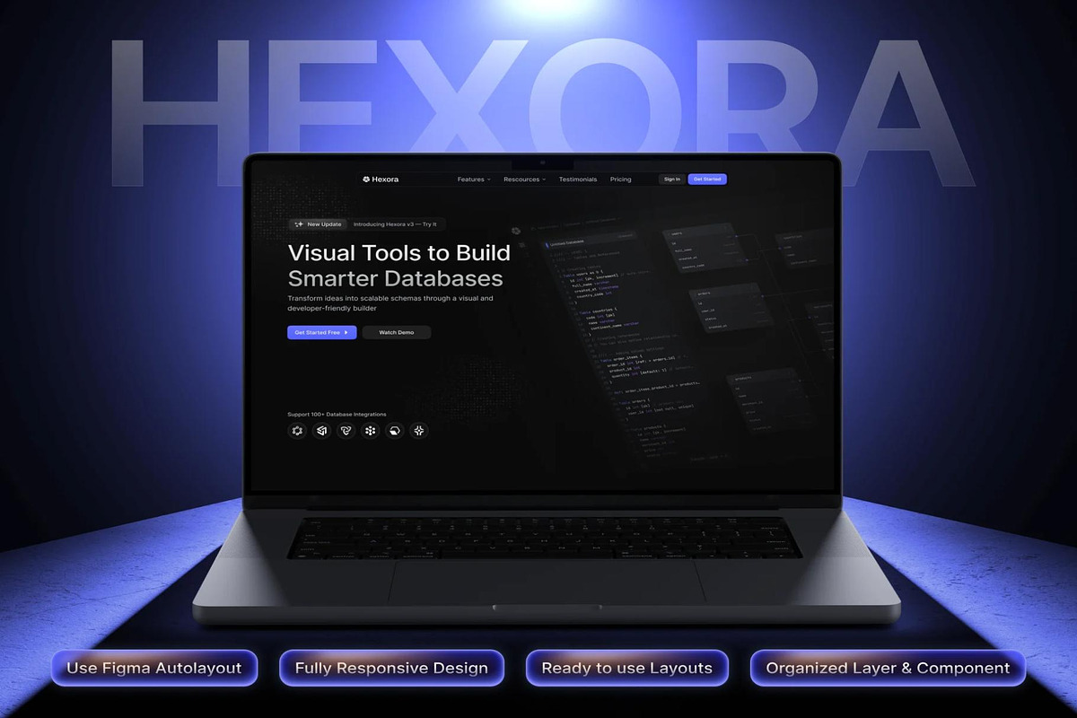 Hexora SaaS Website Template UI Kit, an UI Kit Template by Creative Perspective (Photo 1 of 8)