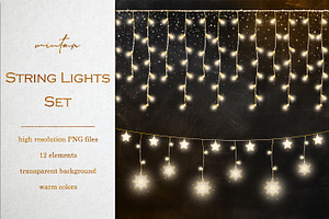 Warm Winter String Lights Clipart