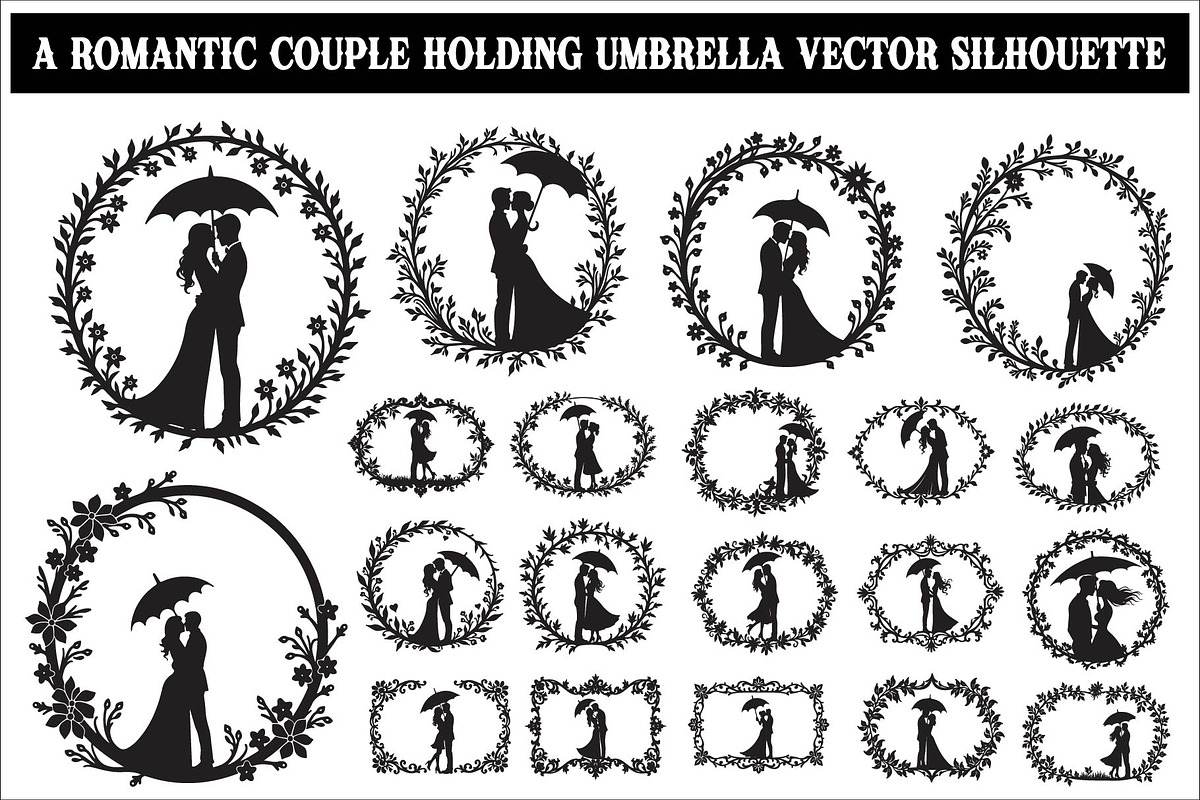 Romantic Couple Holding Umbrella, an Illustration by Amazin_art (Photo 1 of 21)