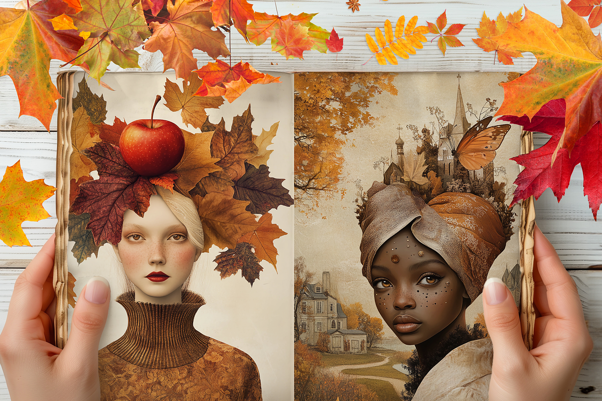 FALL WOMEN PORTRAITS JUNK JOURNAL, a Person Illustration by Daring Digies (Photo 6 of 6)