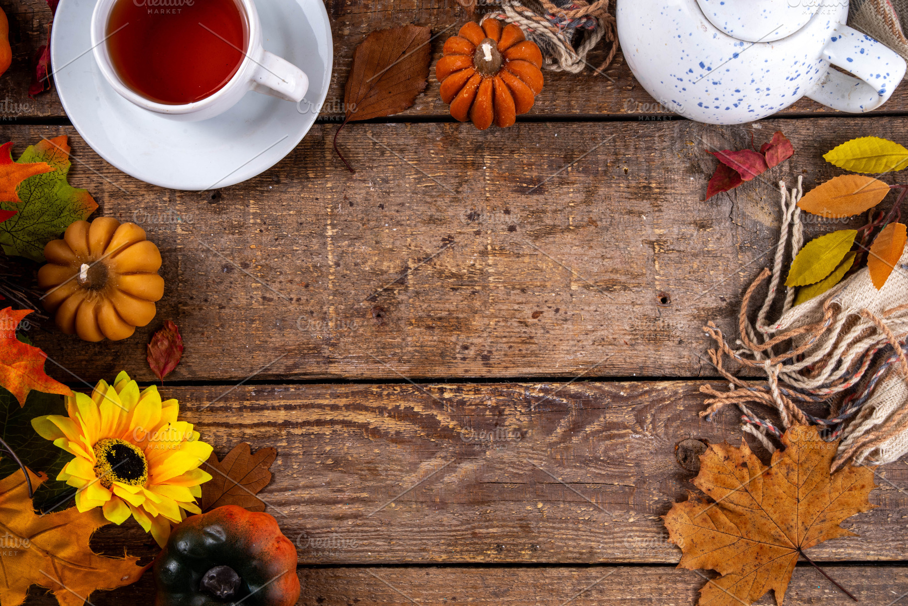 Cozy breakfast in fall season background, a Holiday Photo by Rimma