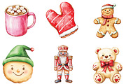 Watercolor Christmas Cookies Clipart, an Illustration by CraftArtStudio (Thumbnail 2 of 6)