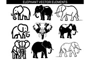 Elephant Vector Elements Bundle, an Animal Illustration by balal (Thumbnail 1 of 17)