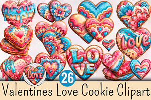 Valentine's Love Cookie Clipart Bun, an Illustration by SVGArt