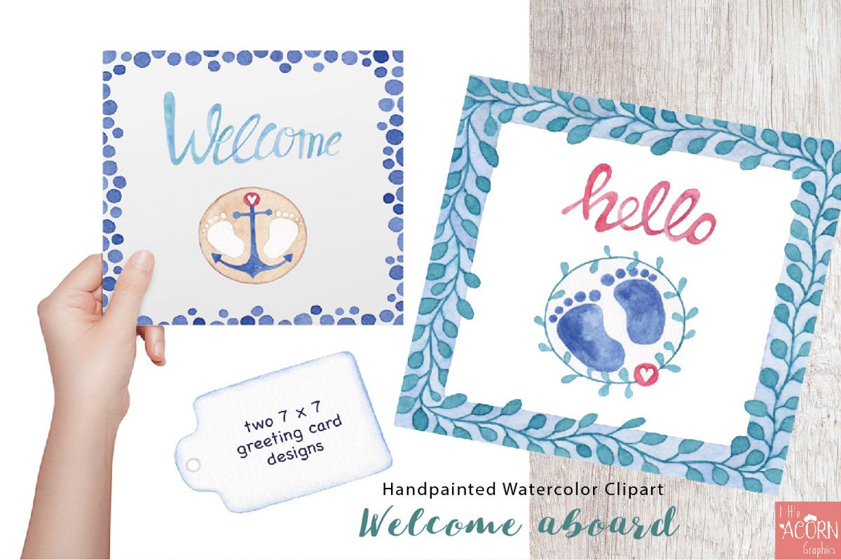Welcome aboard watercolor graphics, a Graphic by LittleAcornGraphics (Photo 6 of 11)
