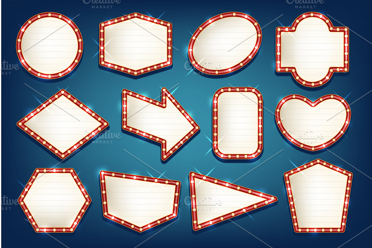 Vector retro boards set. Wall arrow, an Object Illustration by Elegant Solution