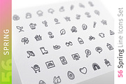 Spring Line Icons Set, an Outline Icon by Voysla's Shop (Thumbnail 1 of 4)
