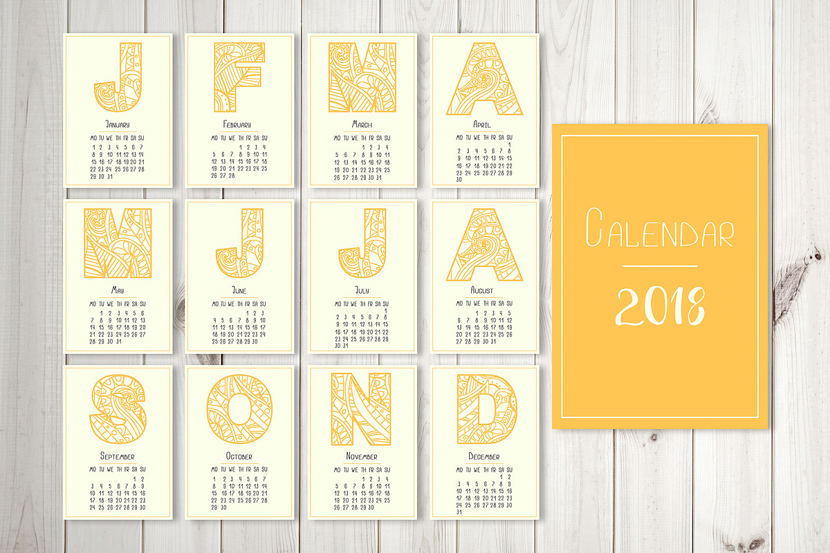 Creative calendar 2018, a Stationery Template by SomStock (Photo 1 of 5)