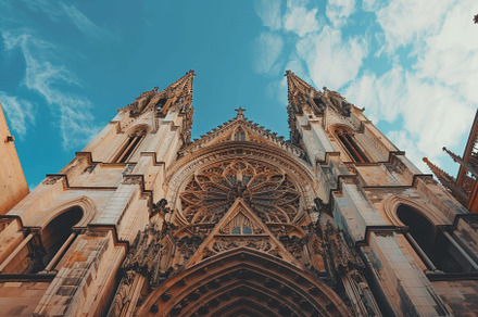 A very tall cathedral stands against, a Photo by Iftikhar Alam