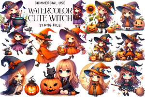 Cute Witch Clipart, an Illustration by Daily.Designs