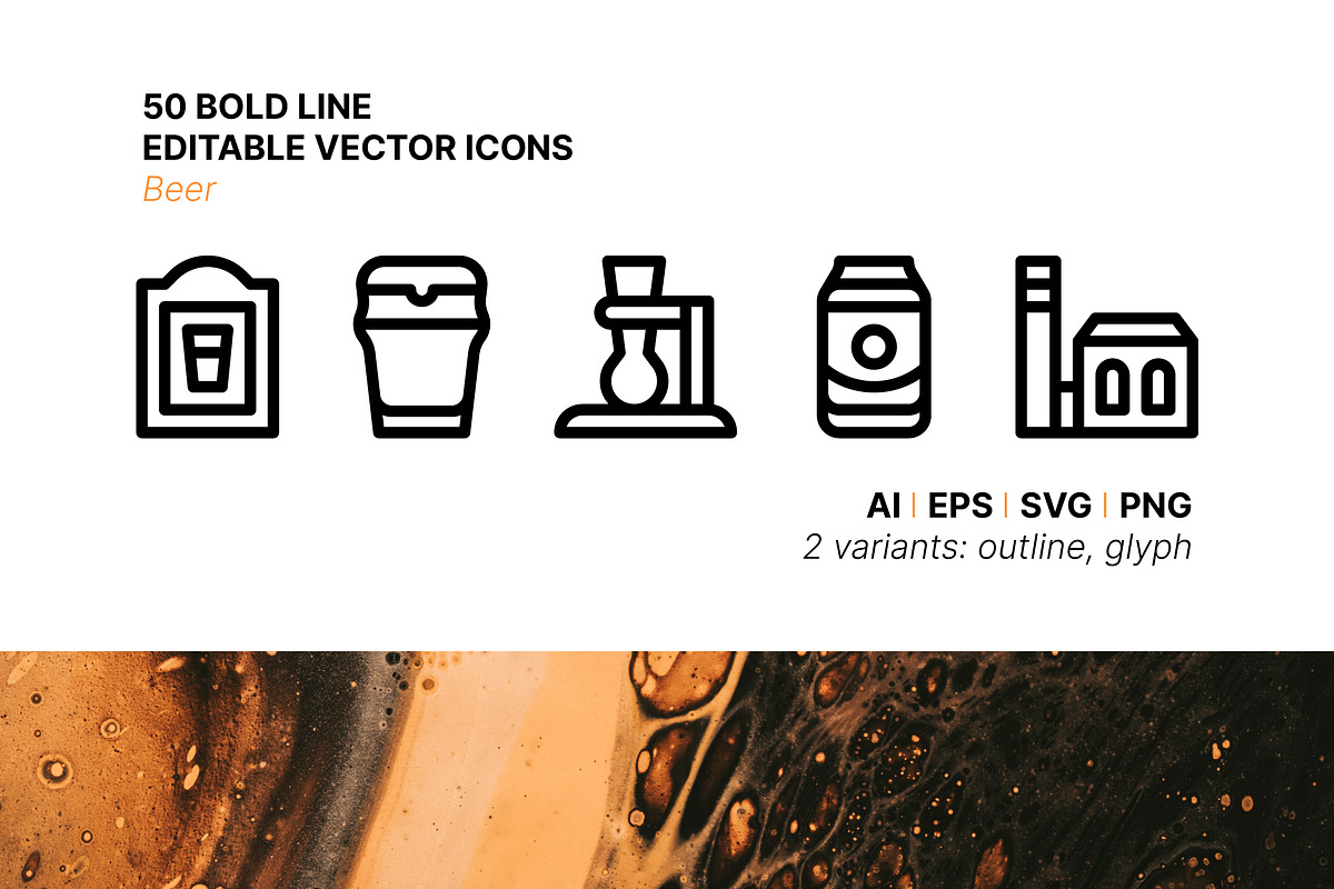 50 Beer Icons, an Outline Icon by Side Project (Photo 1 of 8)