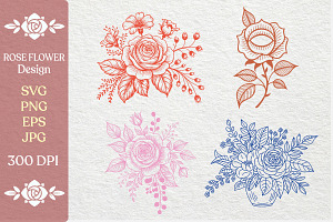 Rose Hand Drawn illustrations Set, an Illustration by Actual Pixel