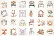 Watercolor Rococo Florals Clipart, an Illustration by DreamCafeArt (Thumbnail 2 of 5)