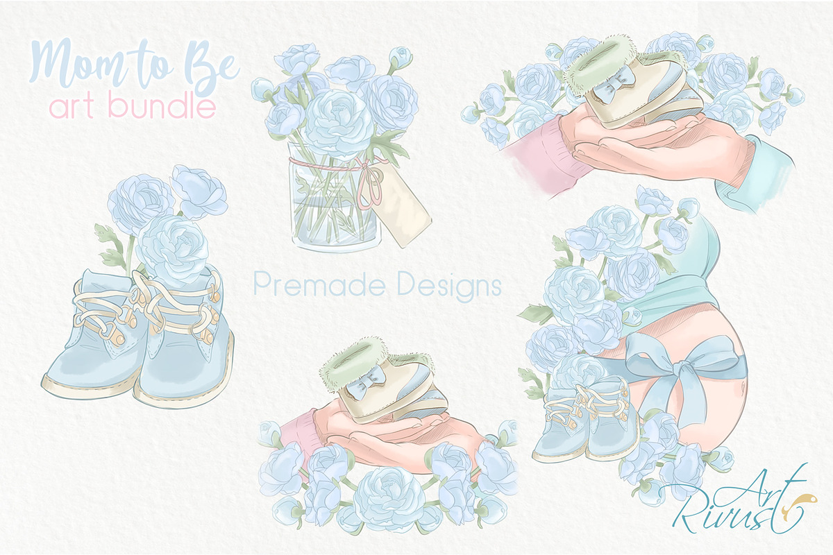 Mother to be PNG Clip Art Pregnancy, a Decorative Illustration by RivusArt (Photo 4 of 9)