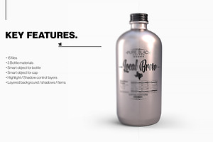 Plastic Metal Round Bottles Mockup