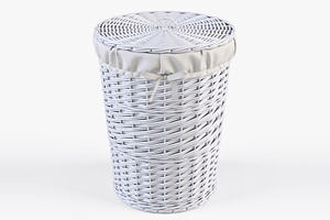 Wicker Laundry Basket 03 White