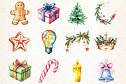 Watercolor Brush Doodle Christmas, an Illustration by DreamCafeArt (Thumbnail 4 of 4)