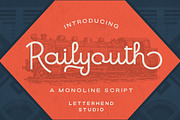 Railyouth - Monoline Script, a Script Font by Letterhend Studio (Thumbnail 1 of 8)