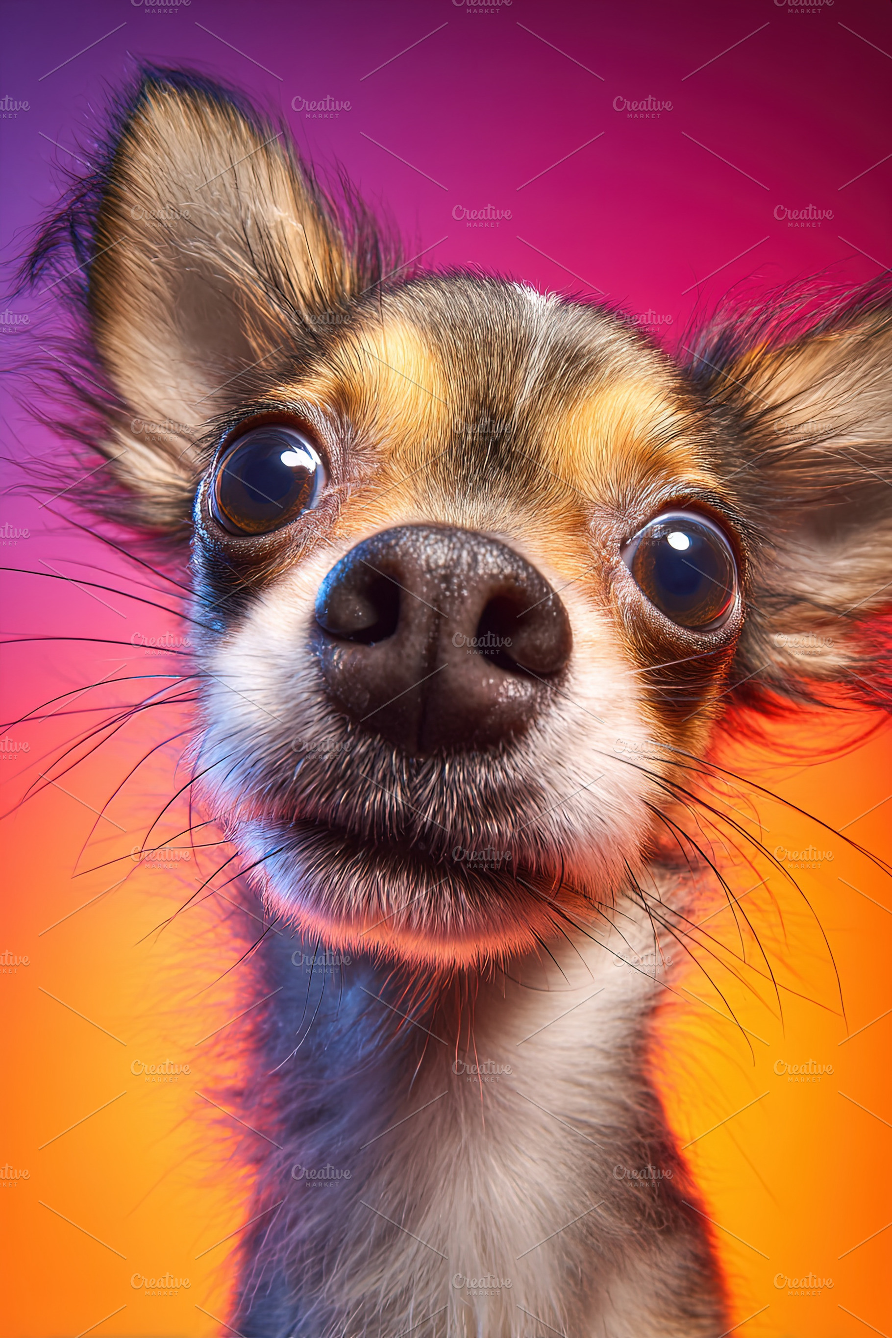 Adorable Chihuahua portrait with wide eyes and perky ears agains, an Animal Photo by Ales Munt