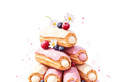 Eclairs Pastry Bundle Set, a Food Illustration by PLUM&FIGS (Thumbnail 2 of 7)
