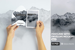 Postcard With Envelope Mockups V.2, a Print Template by Kongkow