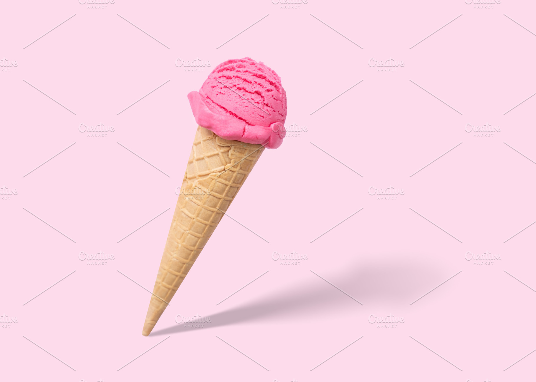 Pink ice cream on bright background, a Food & Drink Photo by NaumenkoOS