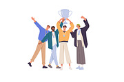 Winners with awards on pedestals set, a Person Illustration by PaperTrident (Thumbnail 9 of 10)