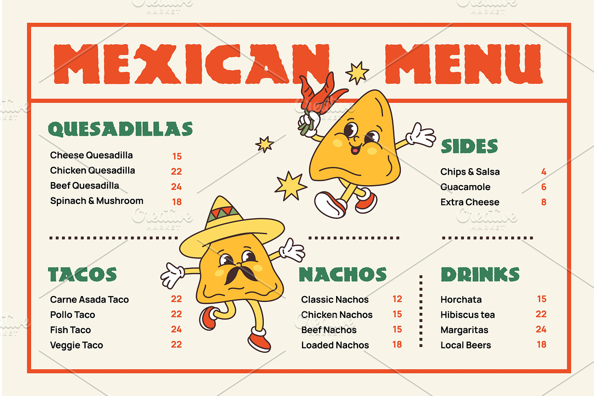 Mexican food menu template, a Food Illustration by YummyBuum