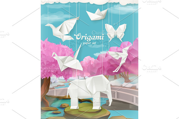 Origami Paper Icon Vector Background