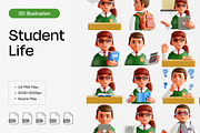 Student Life 3D Icon Set, a Characters & Person 3D Model by Eklip Studio (Thumbnail 1 of 2)