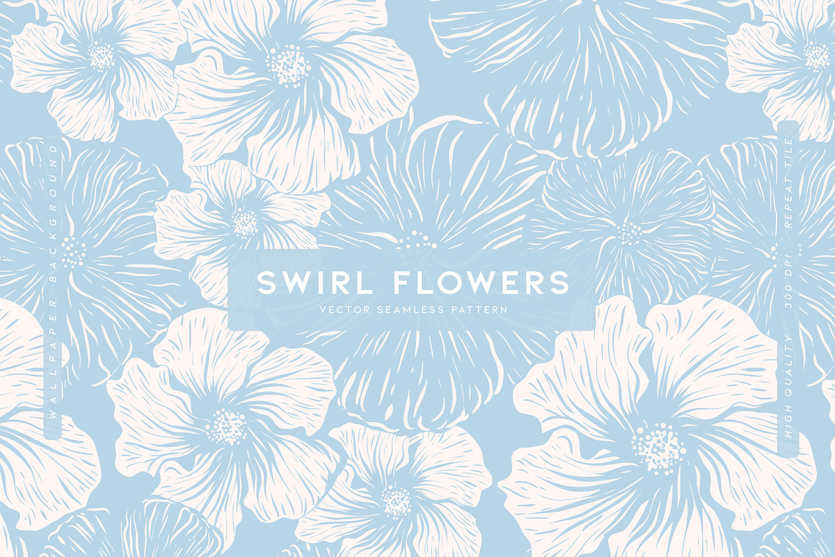 Swirl Flowers | Vector Print, a Wallpaper Graphic by MalyskaStudio (Photo 1 of 13)
